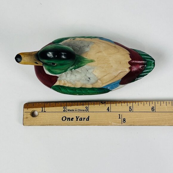 Set of 3 Ceramic Duck Figurines Hand Painted Mallard & Teal Wildlife Shelf Decor - Picture 9 of 10